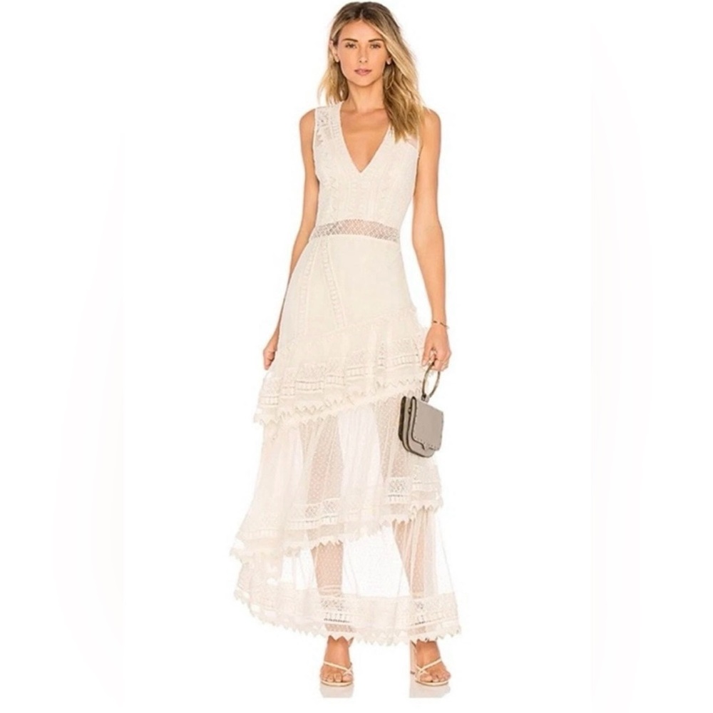 House of Harlow x Revolve Valence Lace Maxi Dress in Natural